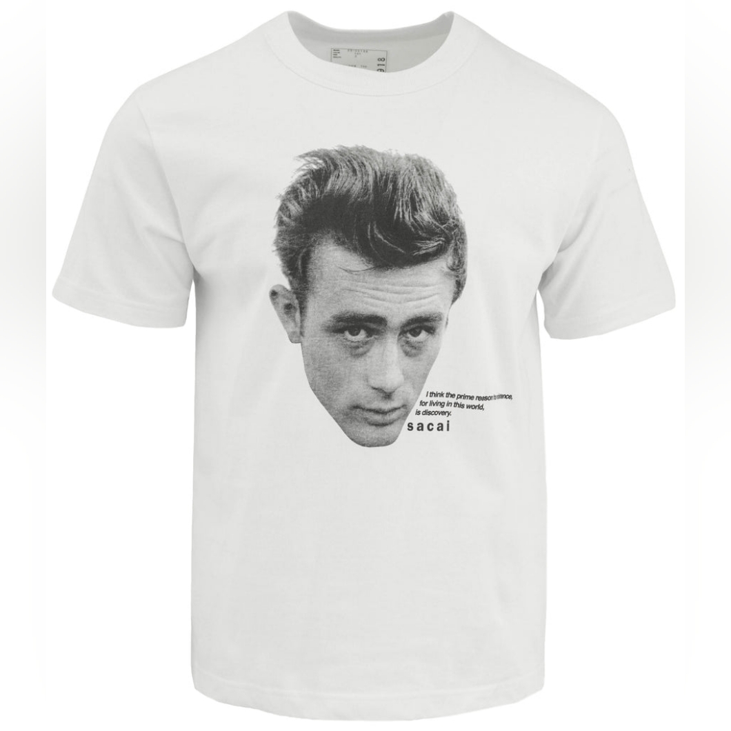 Sacai White Graphic James Dean Short Sleeve Tee Nwt Sz S